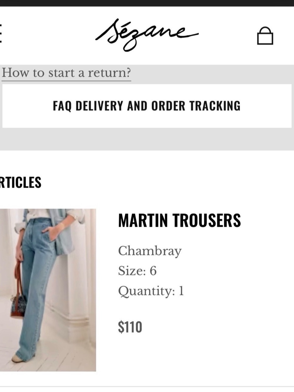 Sezane Martin Trousers — Light Blue Chambray